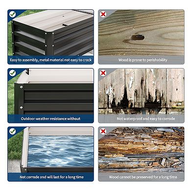 Raised Garden Bed w/Watering Reservoir,Tall Elevated Square Planter Box (Water Tank Included)