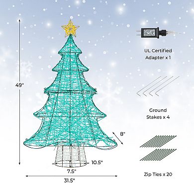 Gymax 4FT Lighted Christmas Tree w/ Top Star Illuminated Christmas Tree Decoration