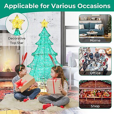 Gymax 4FT Lighted Christmas Tree w/ Top Star Illuminated Christmas Tree Decoration