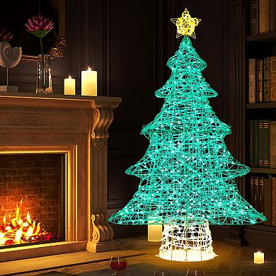 Gymax 4FT Lighted Christmas Tree w/ Top Star Illuminated Christmas Tree Decoration