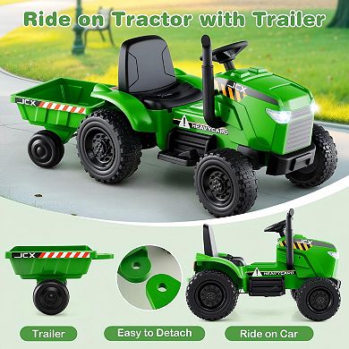 Kids Electric Tractor Ride On Toy With Trailer