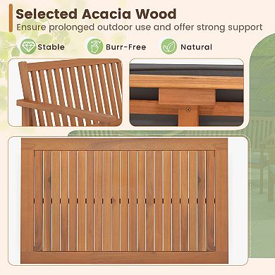 4 Piece Patio Wood Furniture Sofa Set with Loveseat