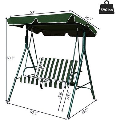Loveseat Patio Swing Glider with Cushions and Steel Frame - Green