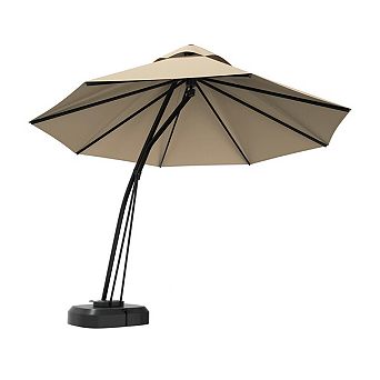 11 Foot Outdoor Cantilever Hanging Umbrella with Base and Wheels