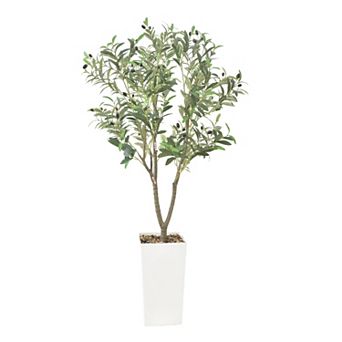 Artificial Olive Tree with Planter Pot,Large Faux Olive Branches and Fruits Artificial Tree for Home