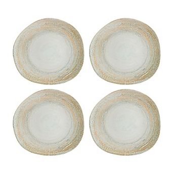 Patera 6" x 5.5" Organic Shape Decorated Porcelain Plate (Set of 4)