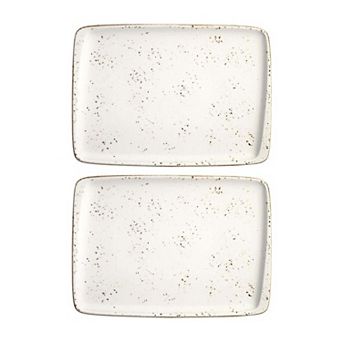 Grain 9" x 6" Rectangular Decorated Porcelain Plate (Set of 2)