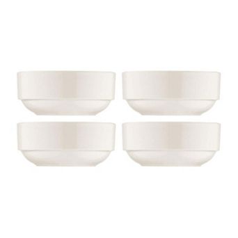Banquet dia.4" h:1.75" 8 oz. Round Warm White Porcelain Bowl (Set of 4)