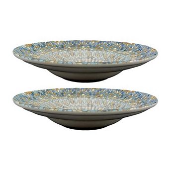 Luca Mosaic Matte dia.10.75" h:2.25" 16 oz. Round Decorated Porcelain Bowl (Set of 2)