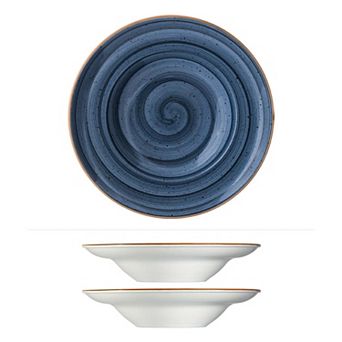 Dusk dia.10.75" h:2.25" 16 oz. Round Blue Porcelain Bowl (Set of 2)