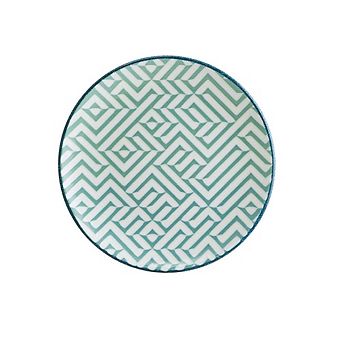 Chevron dia.7.5" Round Decorated Porcelain Plate (Set of 4)