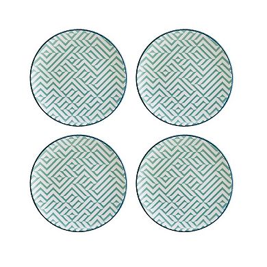 Chevron dia.7.5" Round Decorated Porcelain Plate (Set of 4)