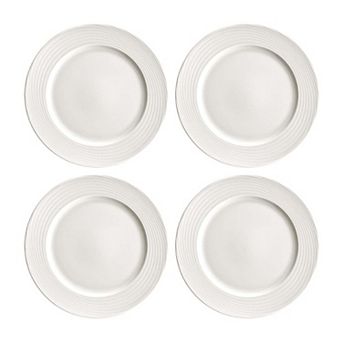Loop dia.8.25" Round Warm White Porcelain Plate (Set of 4)