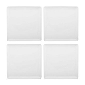 Porcelain Santa Monica 6" x 6" Square White Porcelain Plate (Set of 4)