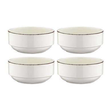 Retro dia.5.5" h:2.5" 17 oz. Round Decorated Porcelain Bowl (Set of 4)