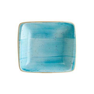Aqua 7.5" x 6.5" x h:2" 20 oz. Square Blue Porcelain Bowl (Set of 2)
