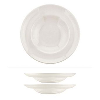 Gourmet dia.10.75" h:2.25" 16 oz. Round Warm White Porcelain Bowl (Set of 2)