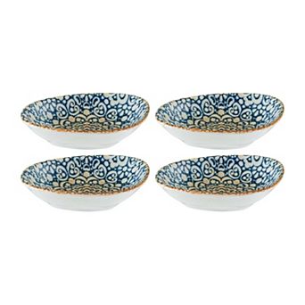 Alhambra 4" x 3" x h:0.75" 1 oz. Organic Shape Decorated Porcelain Bowl (Set of 4)