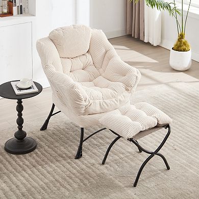 Lounge Accent Chair with Ottoman, Leisure Upholstered Sofa Chair for Small Space