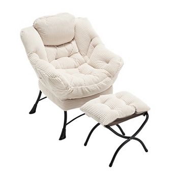 Lounge Accent Chair with Ottoman, Leisure Upholstered Sofa Chair for Small Space