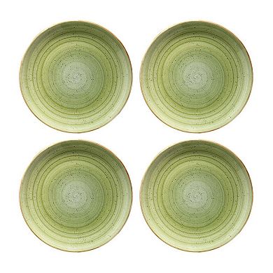 Therapy dia.8" h:1.5" 17 oz. Round Green Porcelain Bowl (Set of 4)