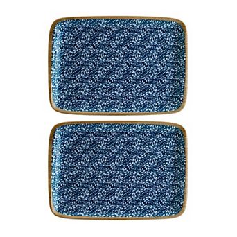 Calif 9" x 6" Rectangular Decorated Porcelain Plate (Set of 2)