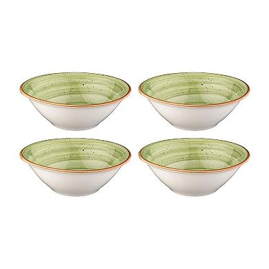 Therapy dia.6.25" h:2" 13 oz. Round Green Porcelain Bowl (Set of 4)