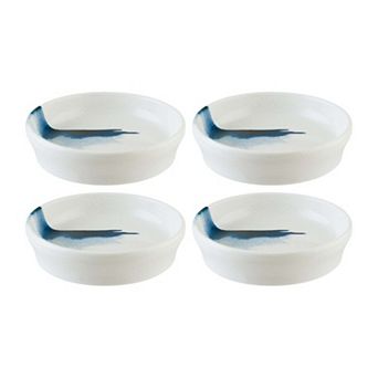 Blue Wave dia.4" h:1" 1 oz. Round Decorated Porcelain Bowl (Set of 4)