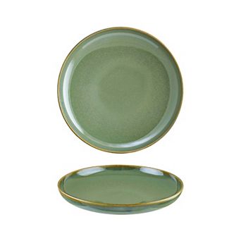 Sage dia.10.75" h:2.25" Round Green Porcelain Deep Plate