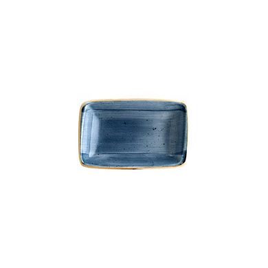 Dusk 6" x 3.75" x h:1.25" 6 oz. Rectangular Blue Porcelain Deep Plate (Set of 2)