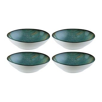 Madera 7" x 6.5" x h:2" 17 oz. Organic Shape Decorated Porcelain Bowl (Set of 4)