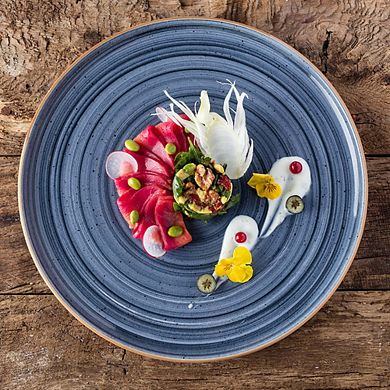 Dusk dia.12" Round Blue Porcelain Plate (Set of 4)