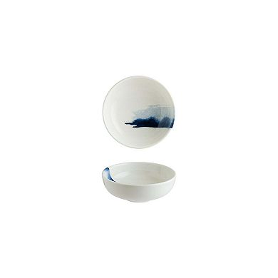 Blue Wave dia.5.5" h:2" 15 oz. Round Decorated Porcelain Bowl (Set of 4)
