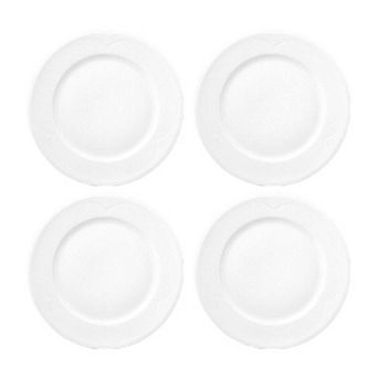 Porcelain Saturn dia.11.75" Round White Porcelain Plate (Set of 4)