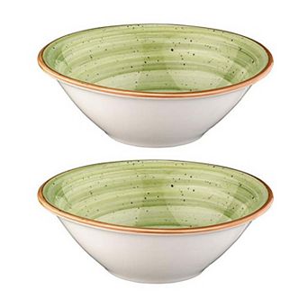 Therapy dia.8" h:2.5" 30 oz. Round Green Porcelain Bowl (Set of 2)