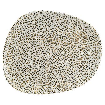 Lapya Wood 13" x 10.75" Organic Shape Decorated Porcelain Plate