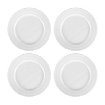 Porcelain Lizbon dia.7" Round White Porcelain Plate (Set of 4)