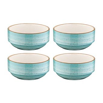 Aqua dia.5.5" h:2.5" 17 oz. Round Blue Porcelain Bowl (Set of 4)