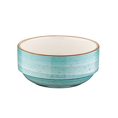 Aqua dia.5.5" h:2.5" 17 oz. Round Blue Porcelain Bowl (Set of 4)