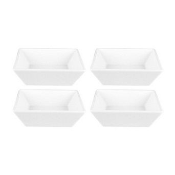 Porcelain Merid 5.5" x 5.5" x h:1.75" 14 oz. Square White Porcelain Bowl (Set of 4)