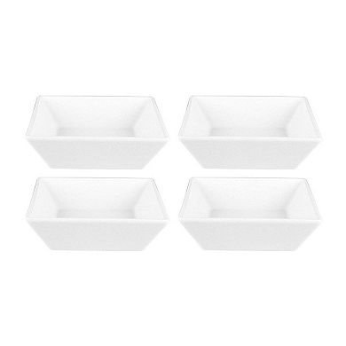 Porcelain Merid 5.5" x 5.5" x h:1.75" 14 oz. Square White Porcelain Bowl (Set of 4)