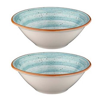 Aqua dia.8" h:2.5" 30 oz. Round Blue Porcelain Bowl (Set of 2)