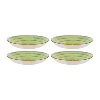 Therapy dia.9" h:2" 34 oz. Round Green Porcelain Bowl (Set of 4)