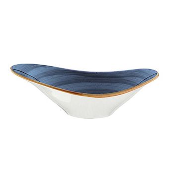 Dusk 11" x 7.5" x h:3.5" 25 oz. Oval Blue Porcelain Bowl