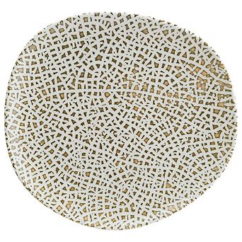 Lapya Wood 11.5" x 10.5" Organic Shape Decorated Porcelain Plate