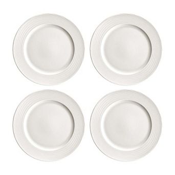Loop dia.6.75" Round Warm White Porcelain Plate (Set of 4)
