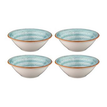 Aqua dia.6.25" h:2" 13 oz. Round Blue Porcelain Bowl (Set of 4)