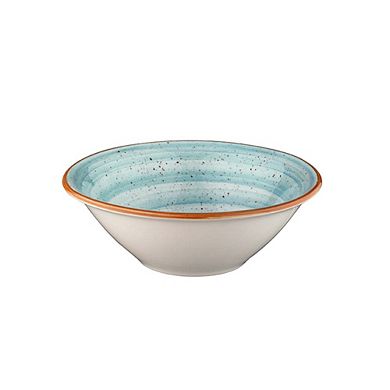 Aqua dia.6.25" h:2" 13 oz. Round Blue Porcelain Bowl (Set of 4)