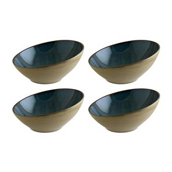 Sphere Ocean dia.6.5" h:3" 12 oz. Round Blue Porcelain Bowl (Set of 4)
