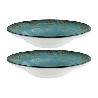 Madera dia.10.75" h:2.25" 16 oz. Round Decorated Porcelain Bowl (Set of 2)